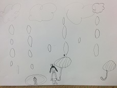 鉛筆画「雨」
